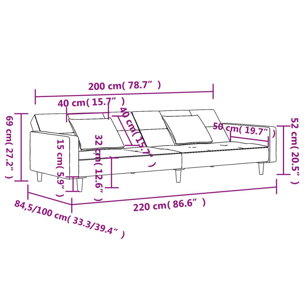vidaXL Schlafsofa 2-Sitzer mit 2 Kissen Gelb Samt