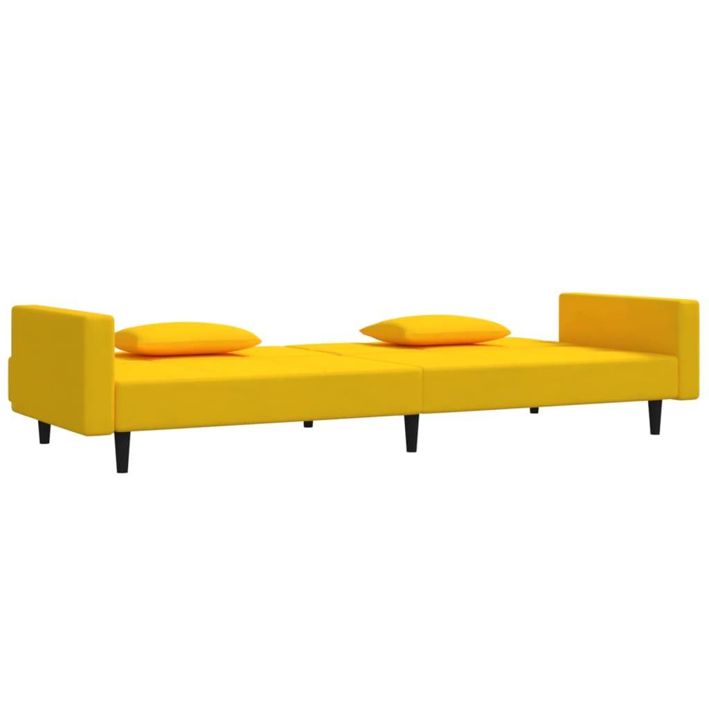 vidaXL Schlafsofa 2-Sitzer mit 2 Kissen Gelb Samt