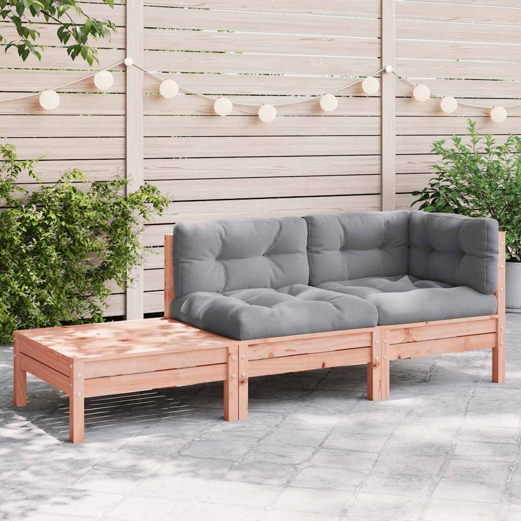 vidaXL Gartensofa mit Kissen und Fußhocker Massivholz Douglasie