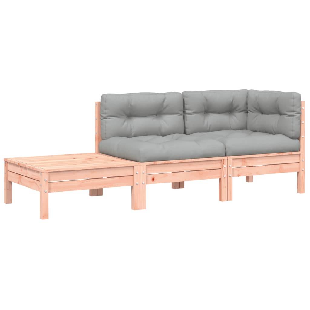vidaXL Gartensofa mit Kissen und Fußhocker Massivholz Douglasie