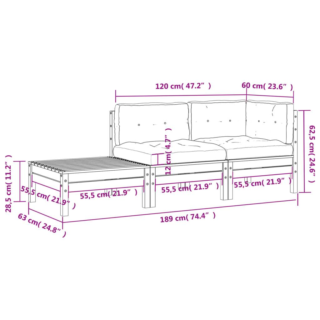 vidaXL Gartensofa mit Kissen und Fußhocker Massivholz Douglasie