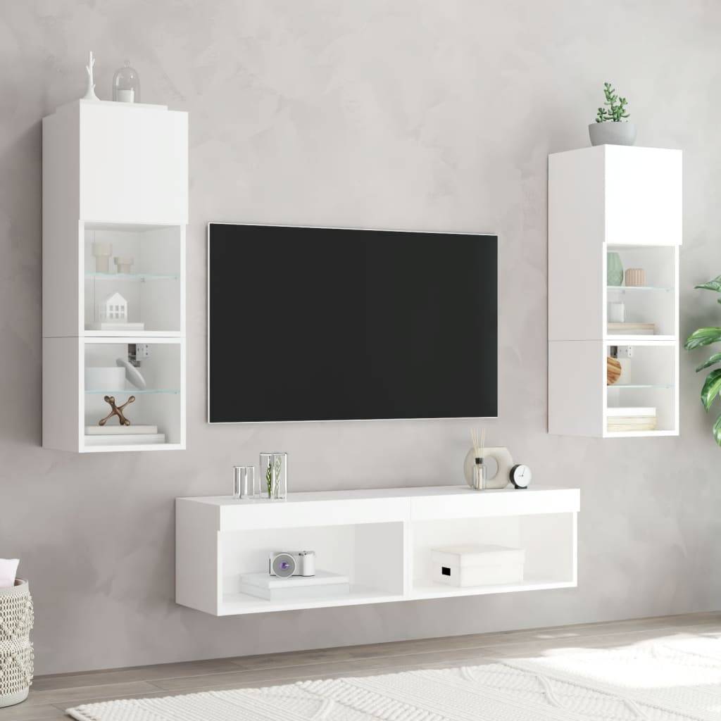 vidaXL TV-Schrank mit LED-Leuchten Weiß 60x30x30 cm