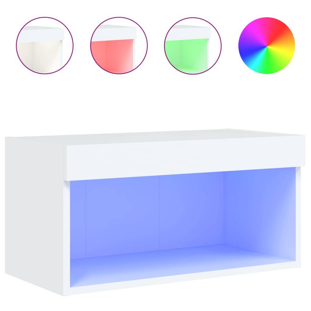 vidaXL TV-Schrank mit LED-Leuchten Weiß 60x30x30 cm