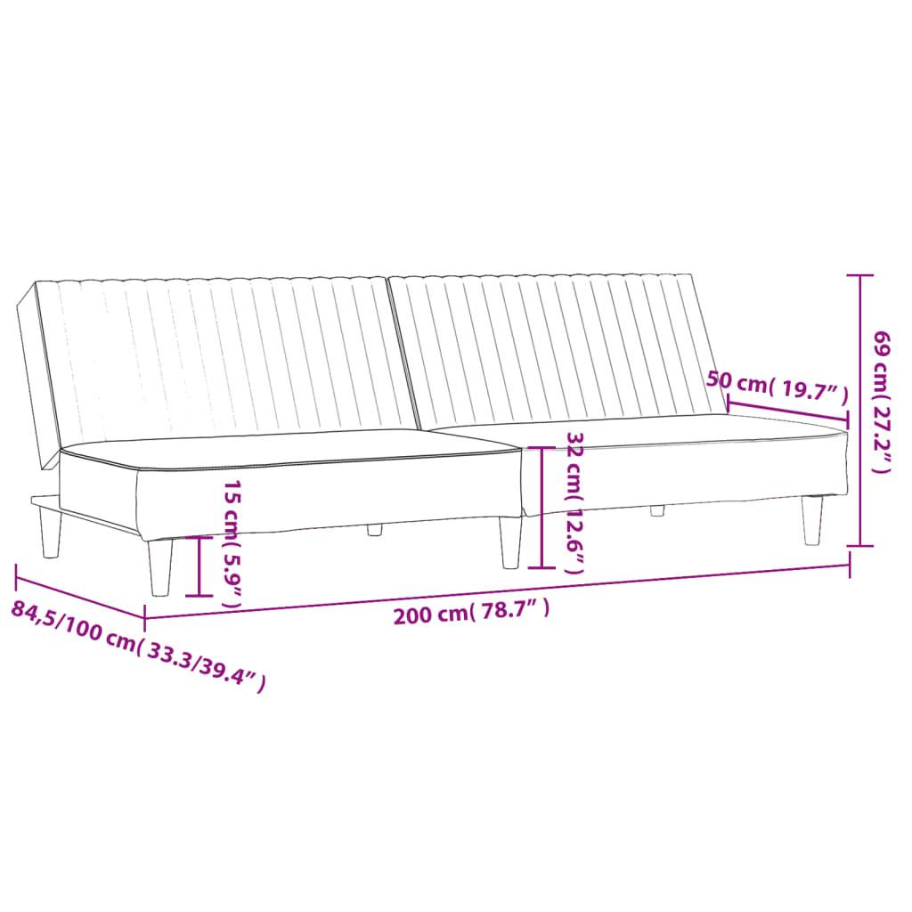 vidaXL Schlafsofa 2-Sitzer Schwarz Samt