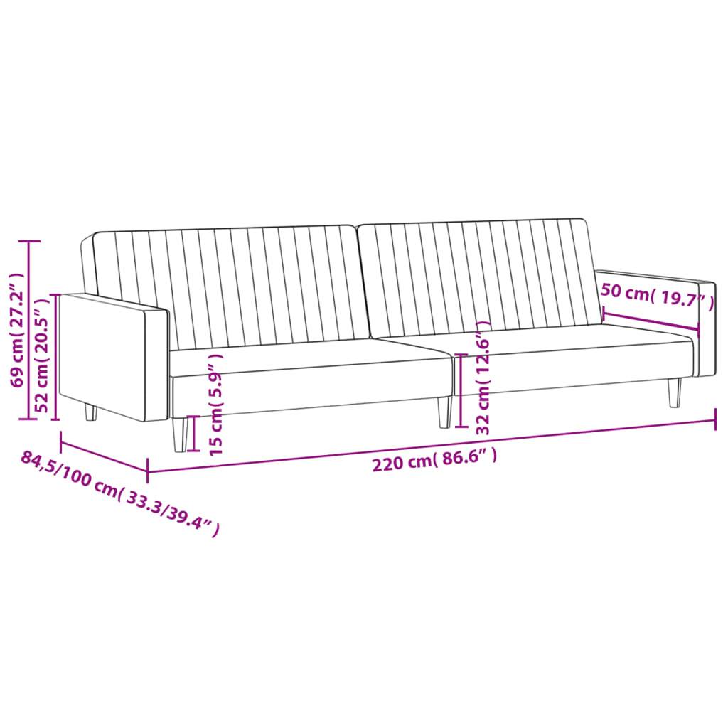 vidaXL Schlafsofa 2-Sitzer Grau Kunstleder