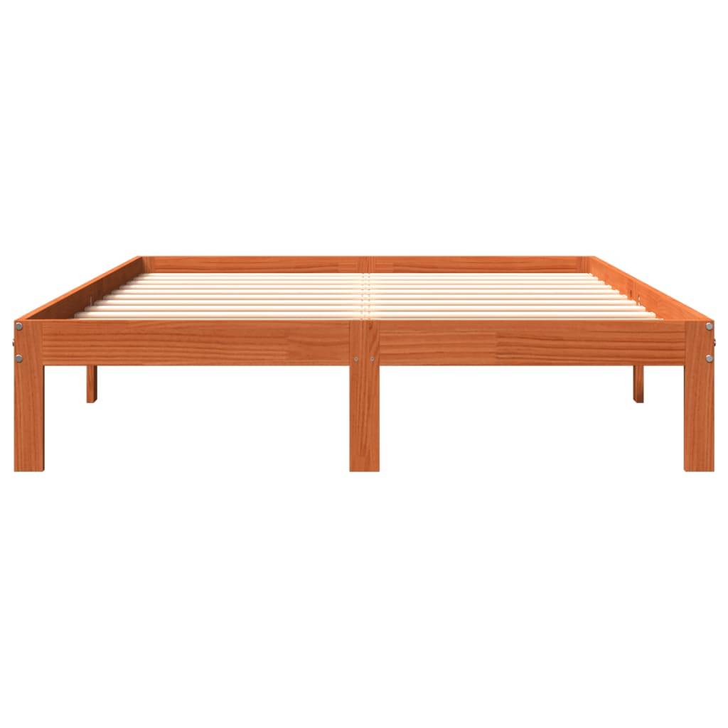 vidaXL Massivholzbett ohne Matratze Wachsbraun 135x190 cm Kiefernholz