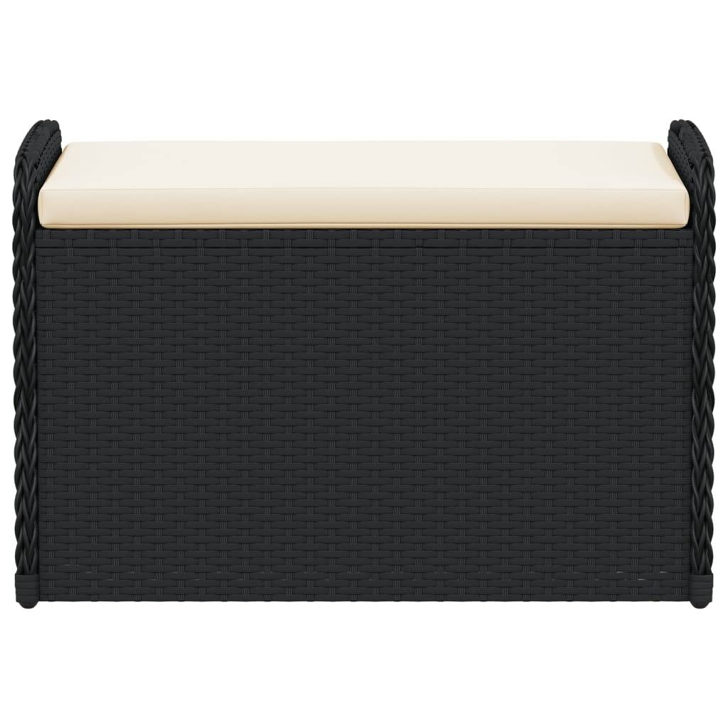 vidaXL Sitzbank mit Stauraum & Kissen Schwarz 80x51x52 cm Poly Rattan