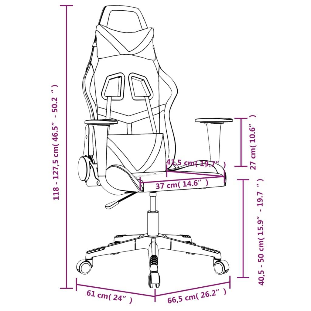 vidaXL Gaming-Stuhl mit Massagefunktion Schwarz und Blau Kunstleder