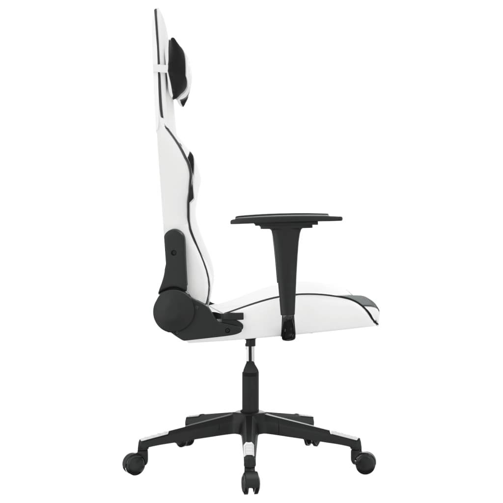 vidaXL Gaming-Stuhl mit Massagefunktion Weiß und Schwarz Kunstleder