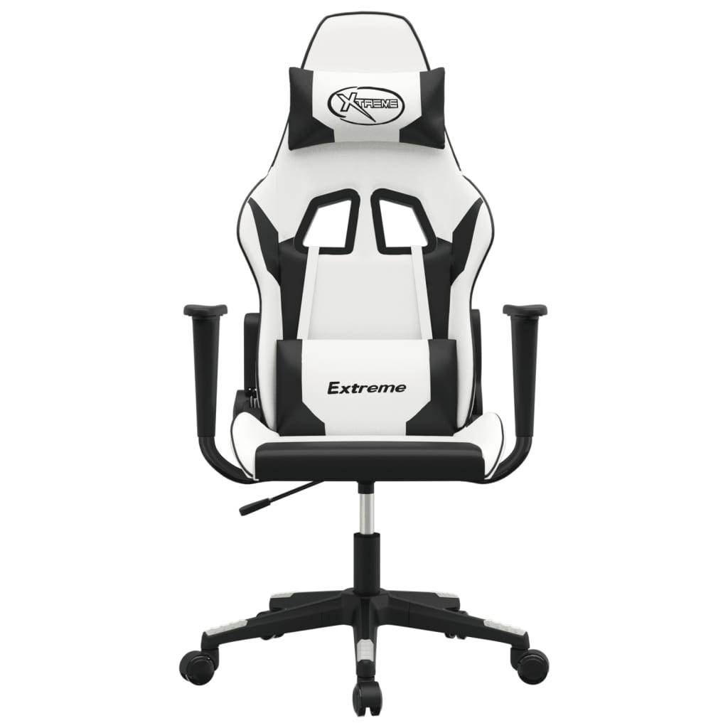 vidaXL Gaming-Stuhl mit Massagefunktion Weiß und Schwarz Kunstleder
