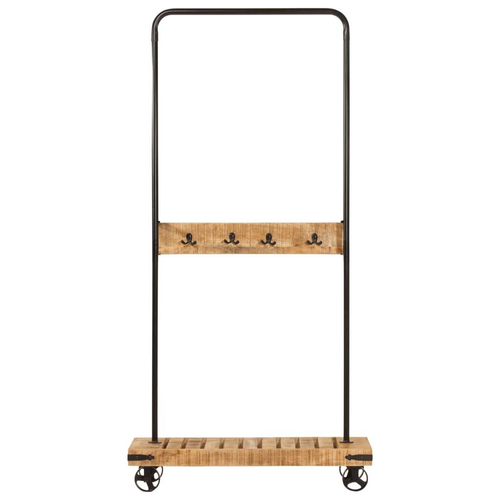 vidaXL Kleiderständer mit Rollen 90x35x190 cm Massivholz Mango Eisen