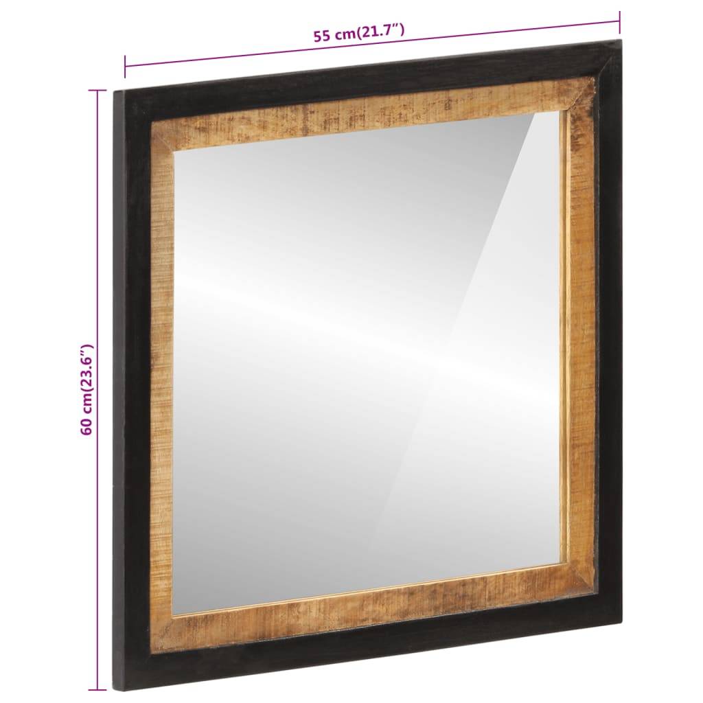 vidaXL Badspiegel 55x1x60 cm Glas und Massivholz Mango