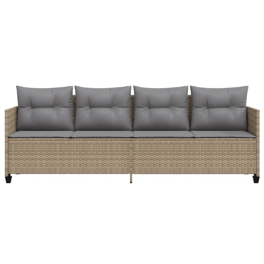 vidaXL Sonnenliege mit Kissen Beige Poly Rattan