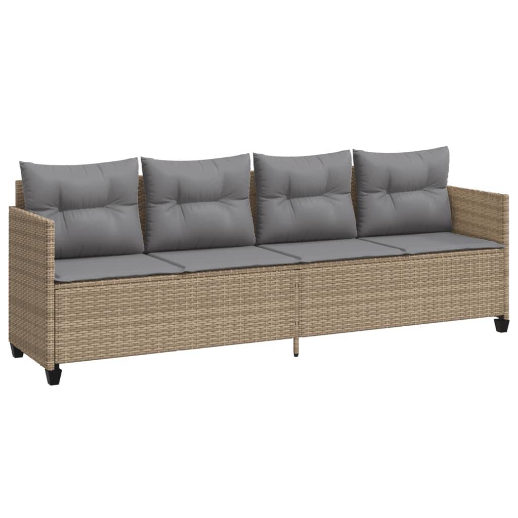 vidaXL 5-tlg. Garten-Sofagarnitur mit Kissen Beige Poly Rattan