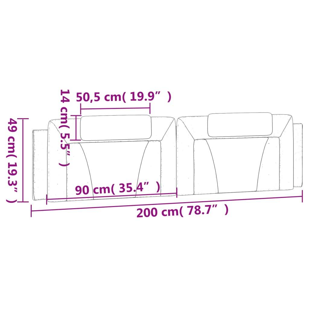 vidaXL Kopfteil-Kissen "Viana" Weiß 200 cm Kunstleder