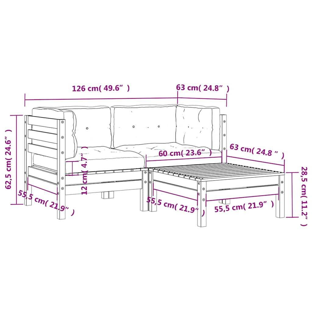 vidaXL Gartensofa mit Kissen und Hocker 2-Sitzer