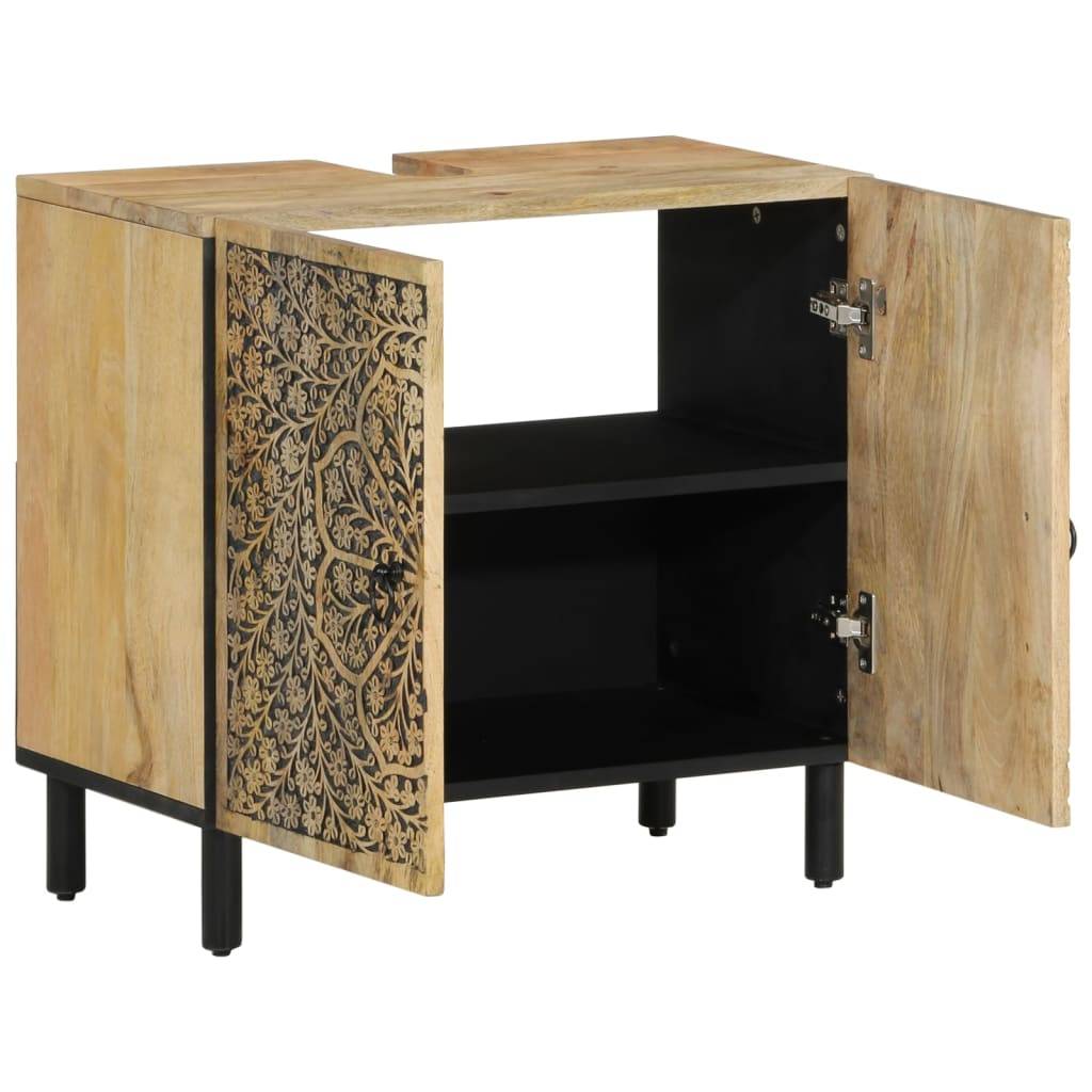 vidaXL Waschbeckenunterschrank 62x33x58 cm Massivholz Mango