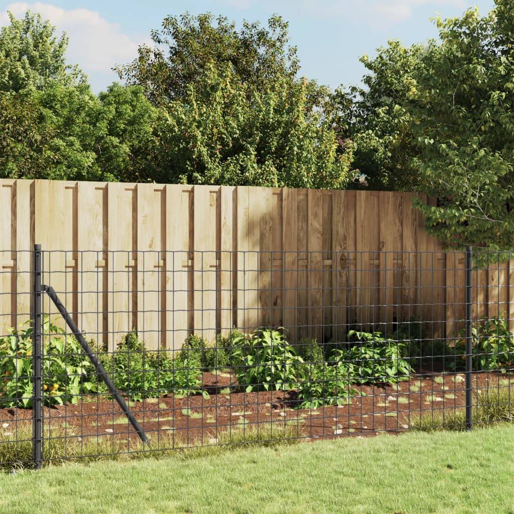 vidaXL Maschendrahtzaun mit Bodenhülsen Anthrazit 1,1x25 m
