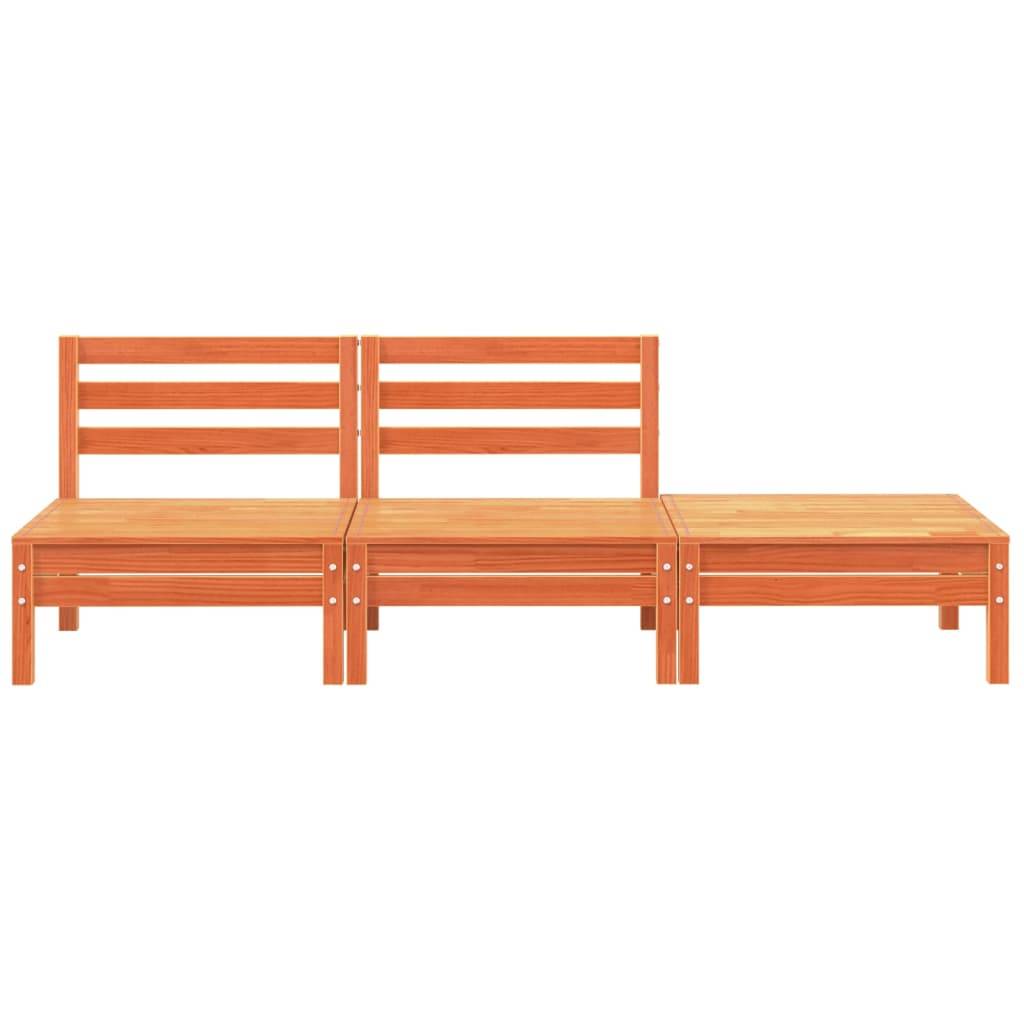 vidaXL Gartensofa 3-Sitzer Wachsbraun Massivholz Kiefer