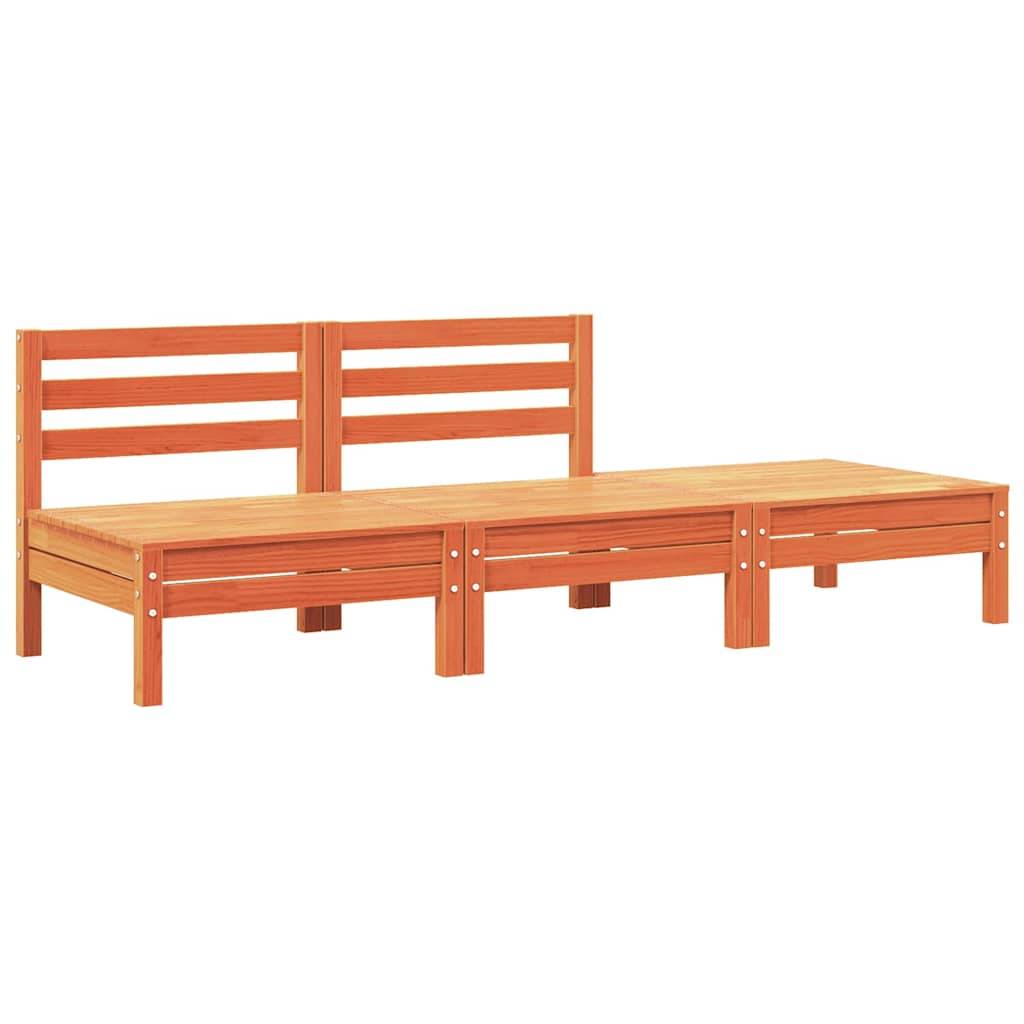 vidaXL Gartensofa 3-Sitzer Wachsbraun Massivholz Kiefer