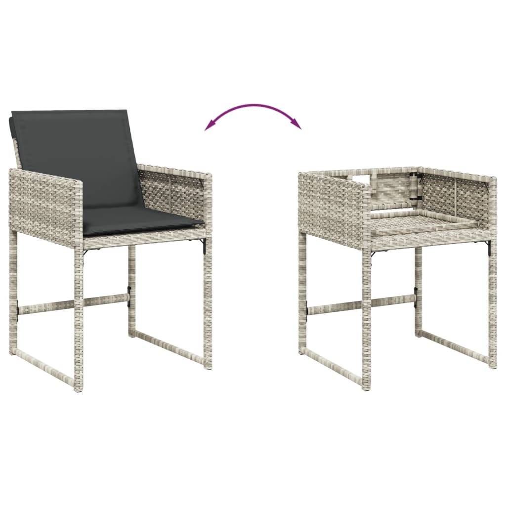 vidaXL 9-tlg. Garten-Essgruppe mit Kissen Hellgrau Poly Rattan
