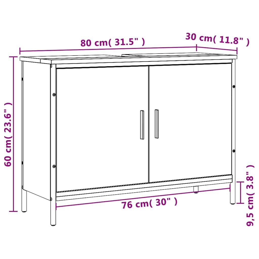 vidaXL Waschbeckenunterschrank Grau Sonoma 80x30x60 cm Holzwerkstoff