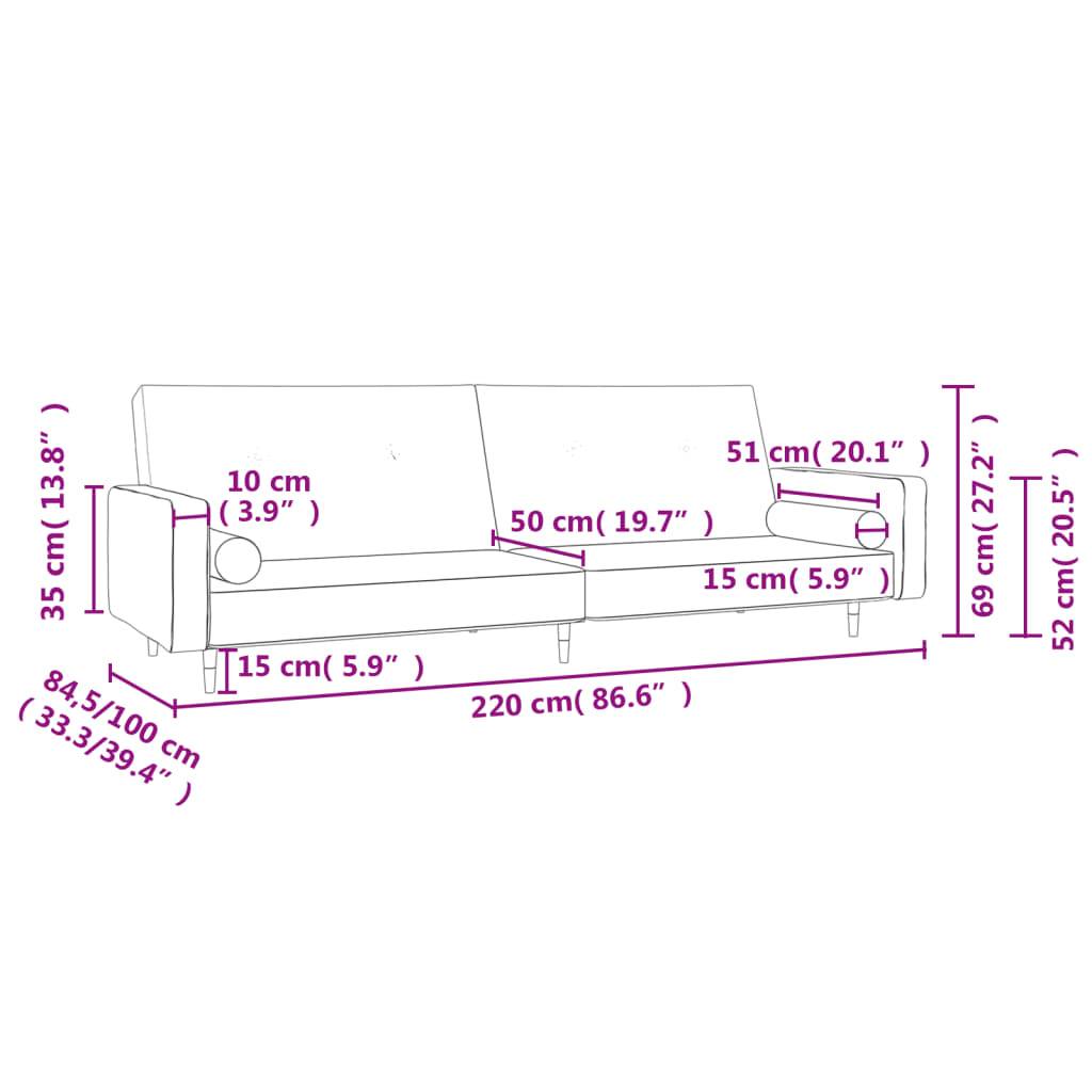 vidaXL Schlafsofa 2-Sitzer mit 2 Kissen Dunkelgrau Samt