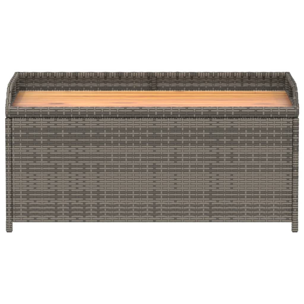 vidaXL Bank mit Stauraum Grau 100x50x52 cm Poly Rattan Akazienholz