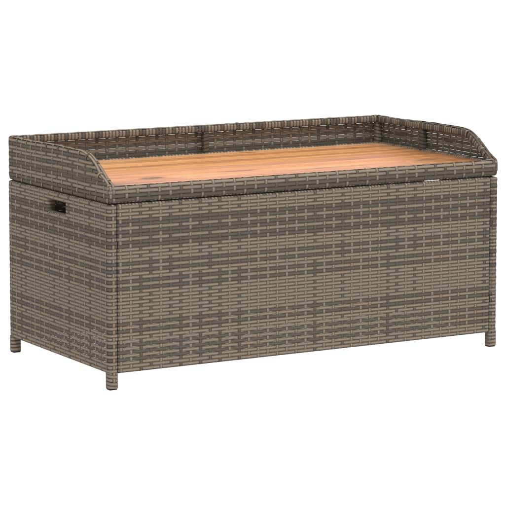 vidaXL Bank mit Stauraum Grau 100x50x52 cm Poly Rattan Akazienholz