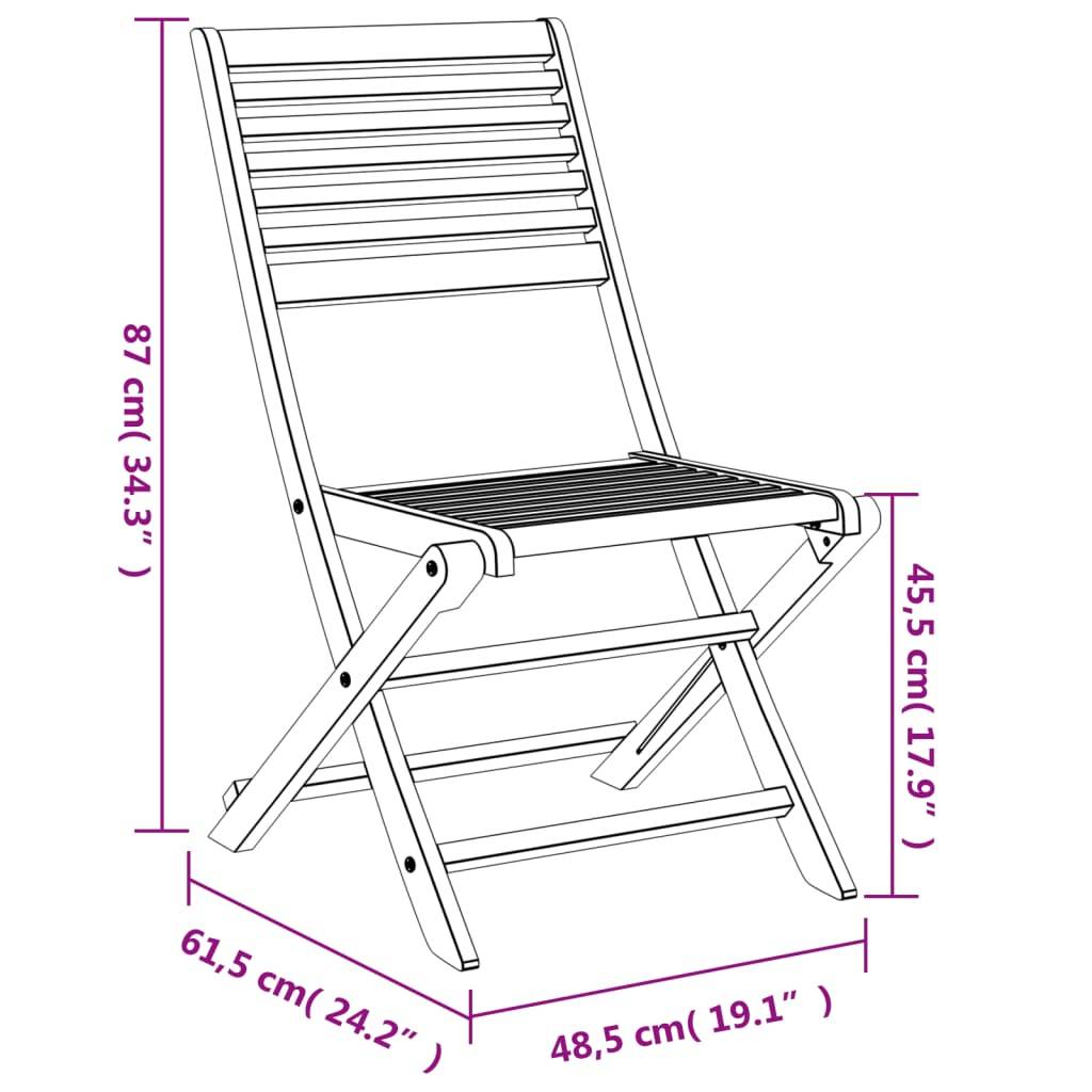 vidaXL Gartenstühle 8 Stk. Klappbar 48,5x61,5x87 cm Massivholz Akazie