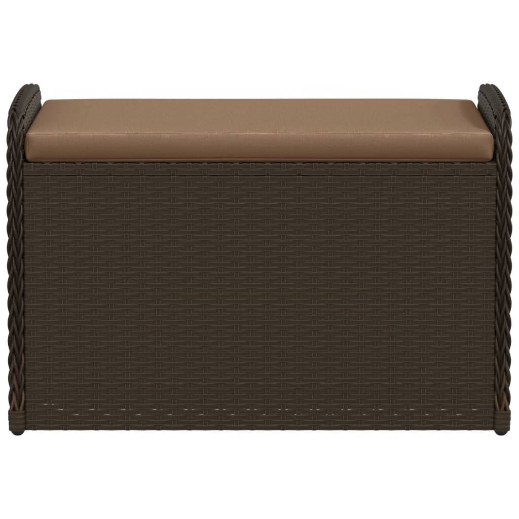 vidaXL Sitzbank mit Stauraum & Kissen Braun 80x51x52 cm Poly Rattan