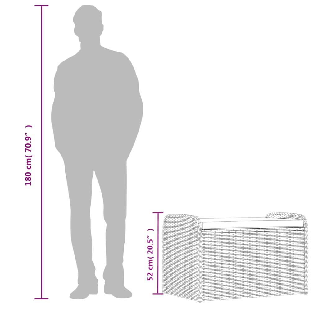 vidaXL Sitzbank mit Stauraum & Kissen Grau 80x51x52 cm Poly Rattan