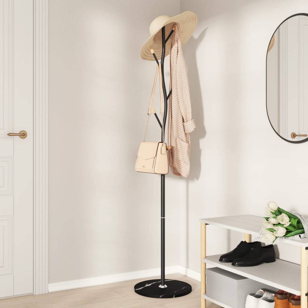 vidaXL Garderobenständer Schwarz 177 cm Pulverbeschichtetes Eisen