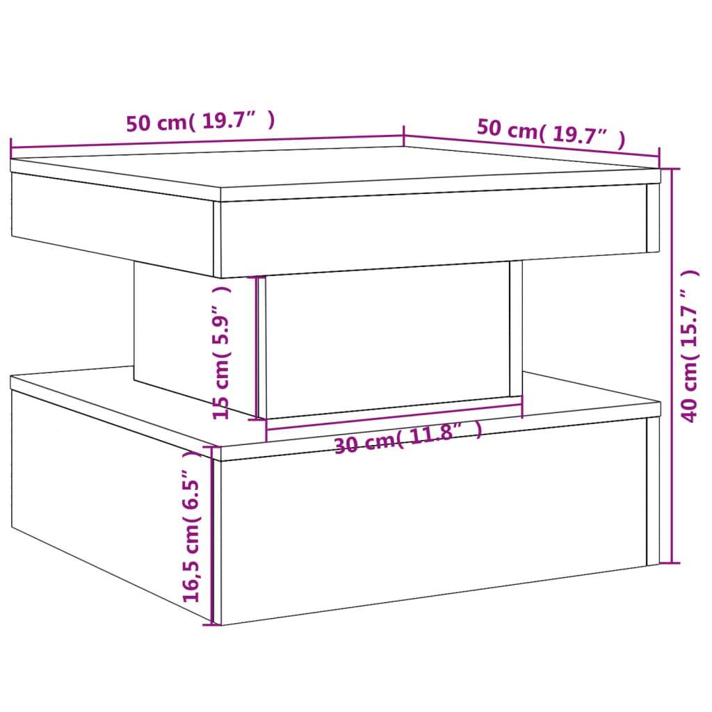 vidaXL Couchtisch mit LED-Leuchten Sonoma-Eiche 50x50x40 cm