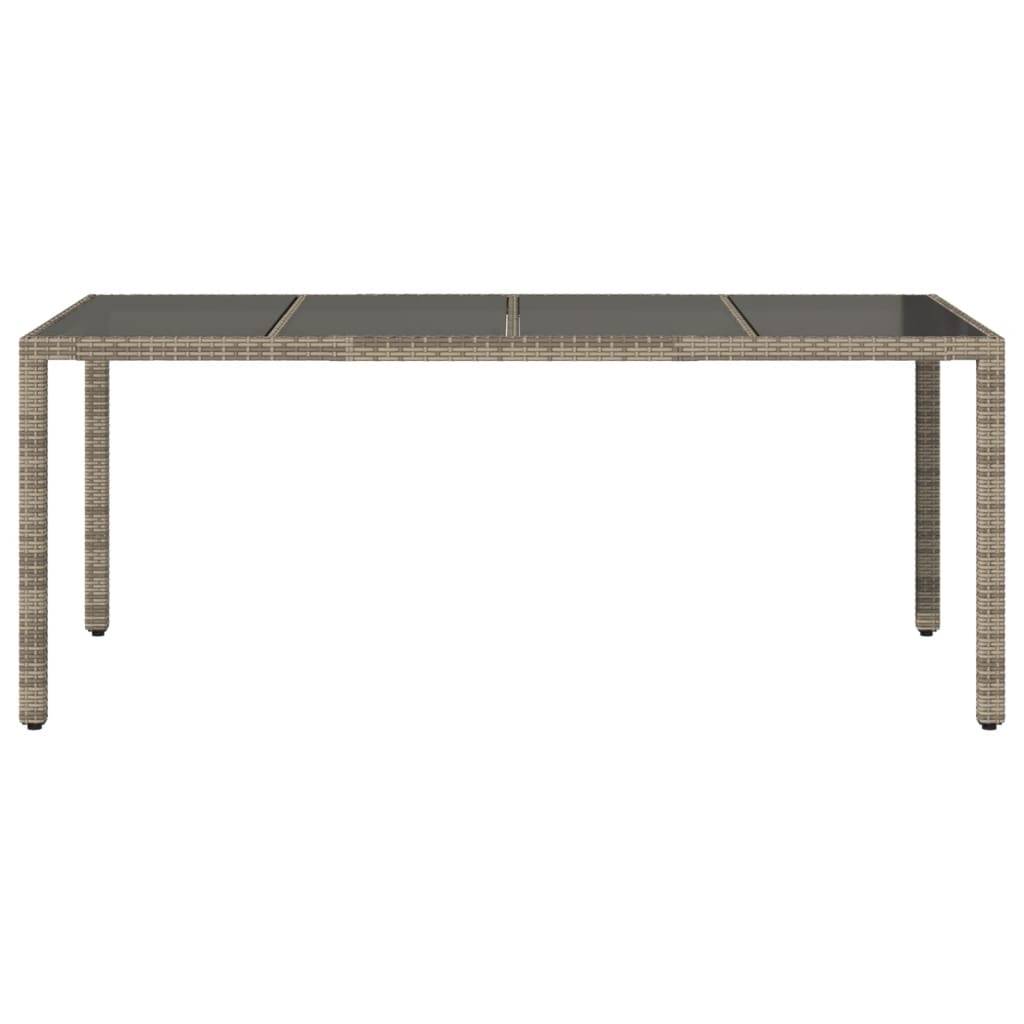 vidaXL Gartentisch mit Glasplatte Grau 190x90x75 cm Poly Rattan