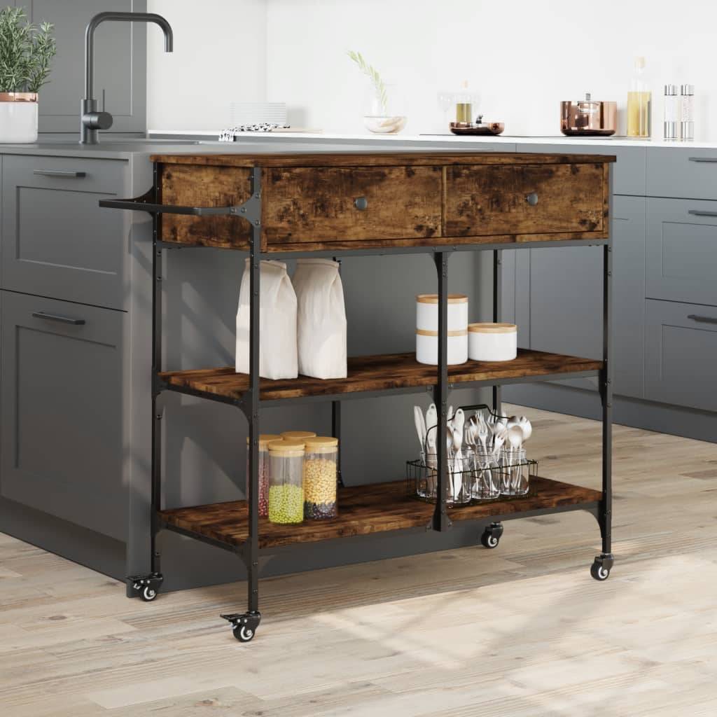 vidaXL Küchenwagen Räuchereiche 105x42x95 cm Holzwerkstoff