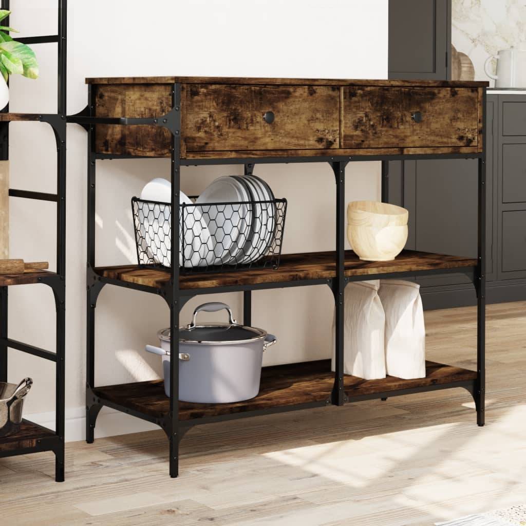 vidaXL Küchenwagen Räuchereiche 105x42x95 cm Holzwerkstoff