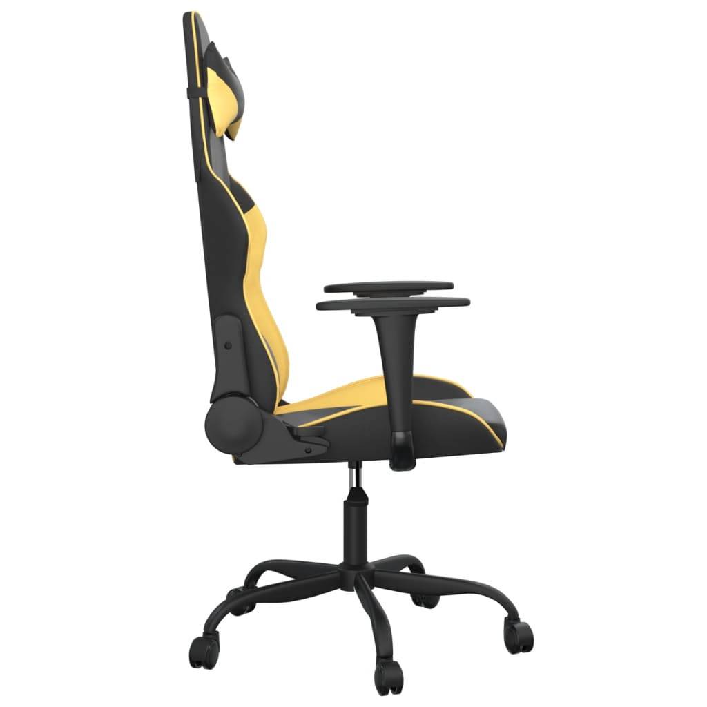 vidaXL Gaming-Stuhl mit Massagefunktion Schwarz & Golden Kunstleder