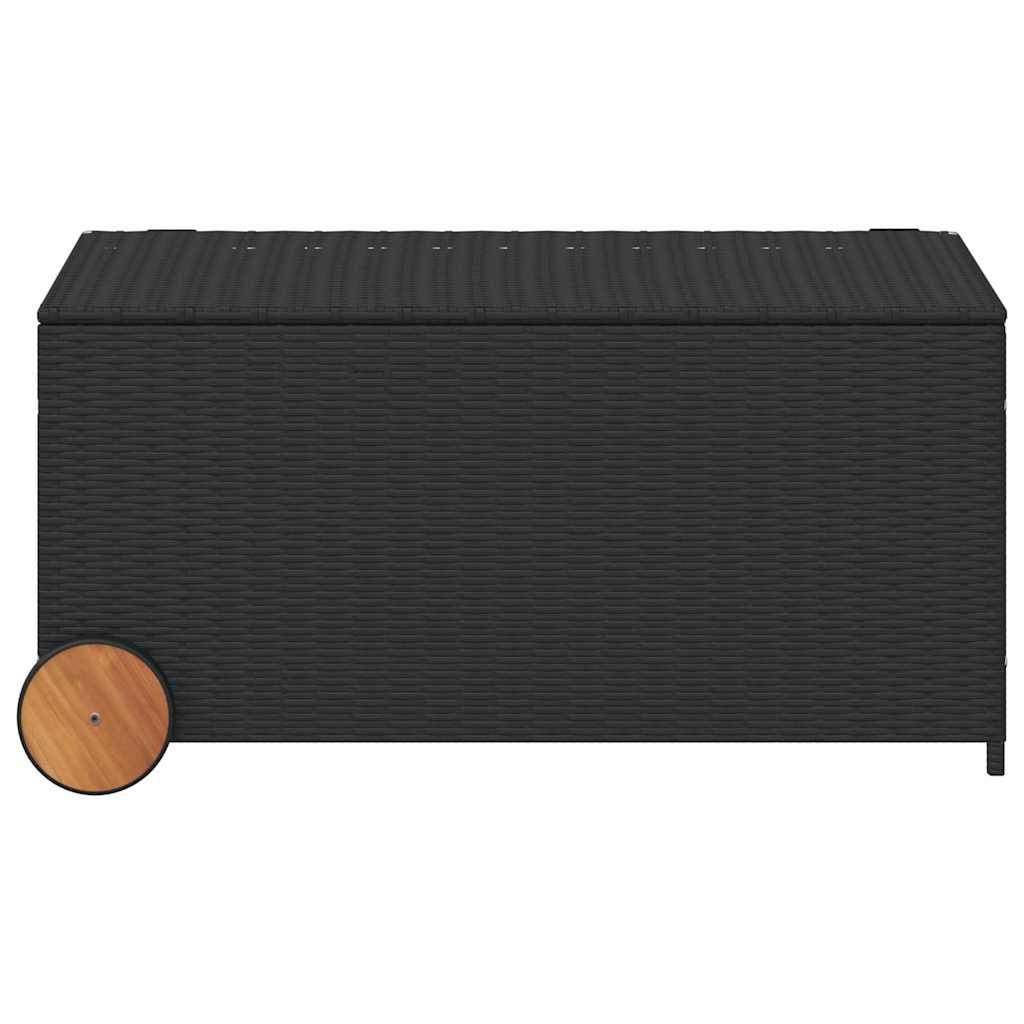 vidaXL Gartentruhe mit Rollen Schwarz 190L Poly Rattan