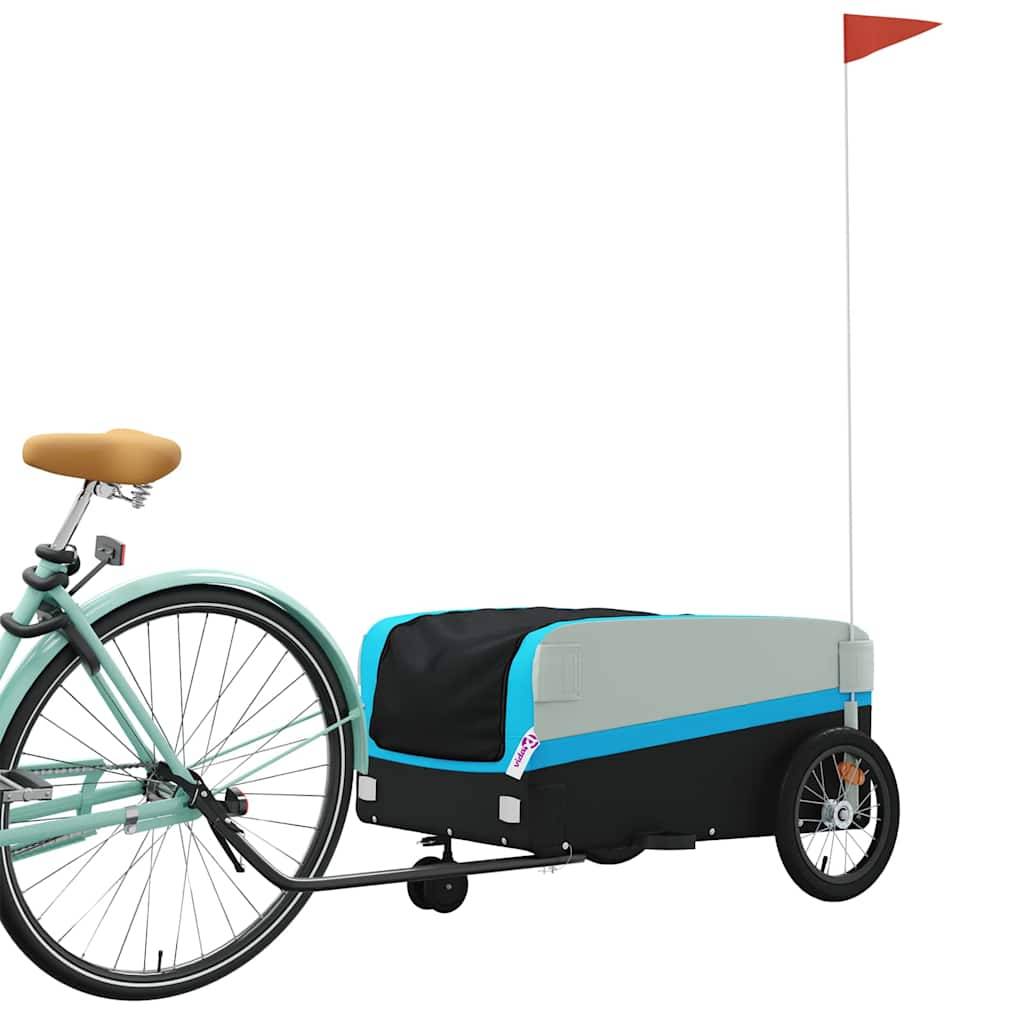 vidaXL Fahrradanhänger Schwarz und Blau 45 kg Eisen