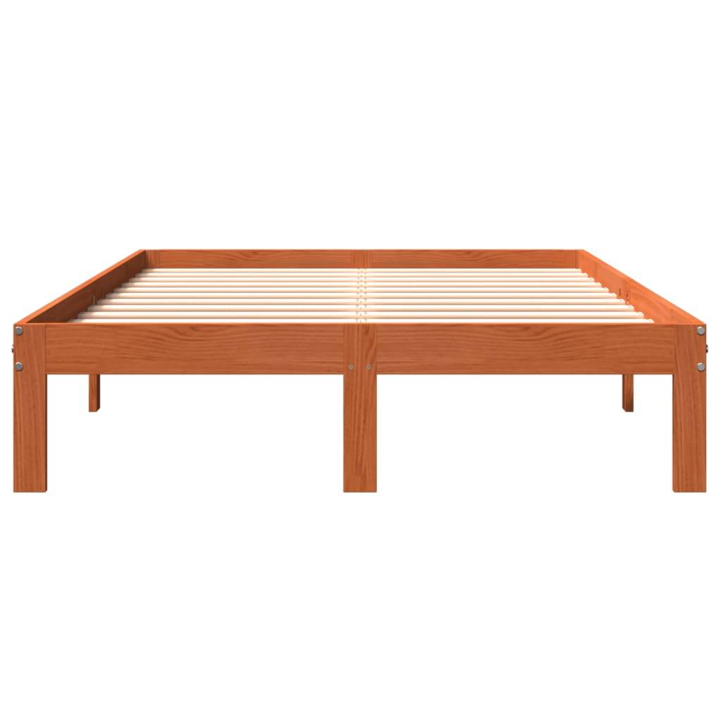 vidaXL Massivholzbett ohne Matratze Wachsbraun 140x200 cm Kiefernholz