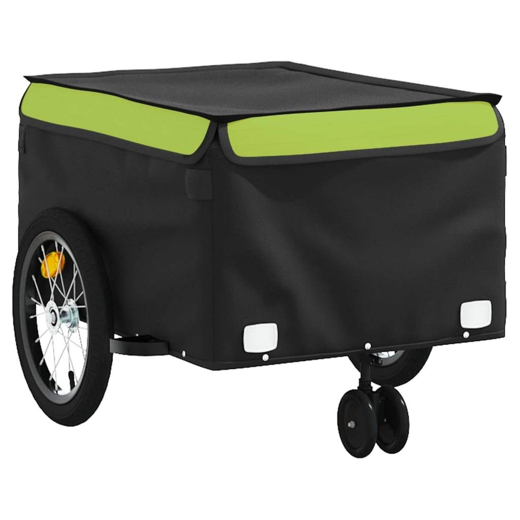 vidaXL Fahrradanhänger Schwarz und Grün 45 kg Eisen