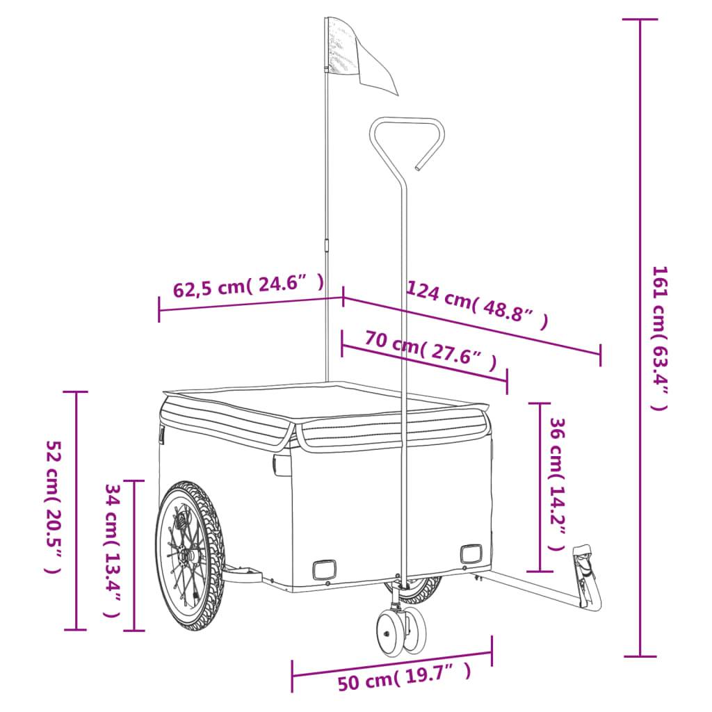 vidaXL Fahrradanhänger Schwarz und Orange 45 kg Eisen