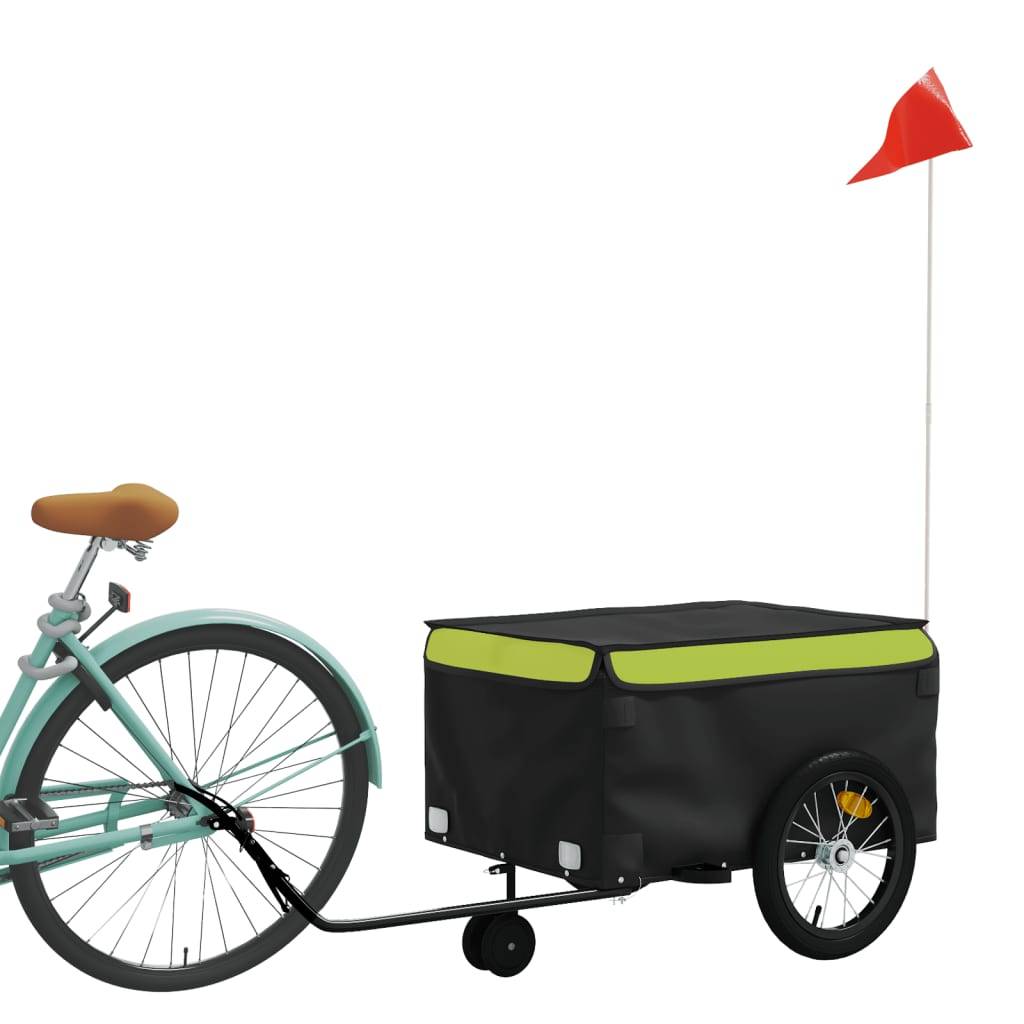 vidaXL Fahrradanhänger Schwarz und Grün 45 kg Eisen