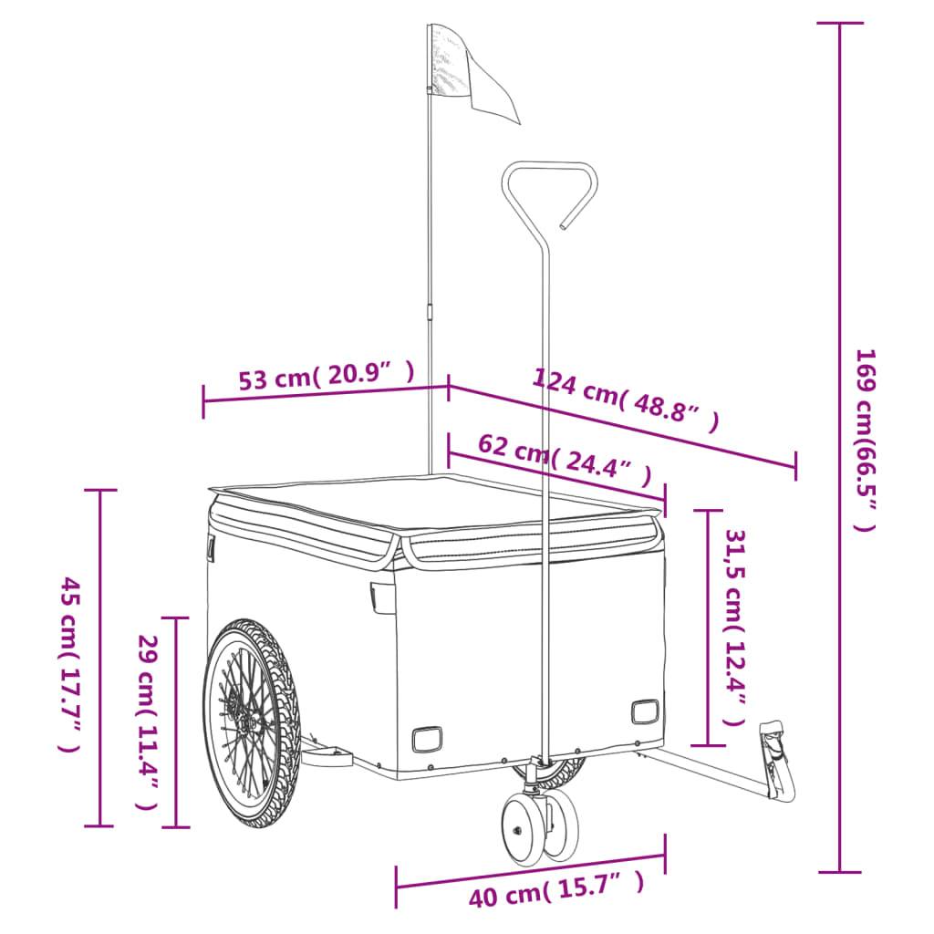 vidaXL Fahrradanhänger Schwarz und Blau 30 kg Eisen