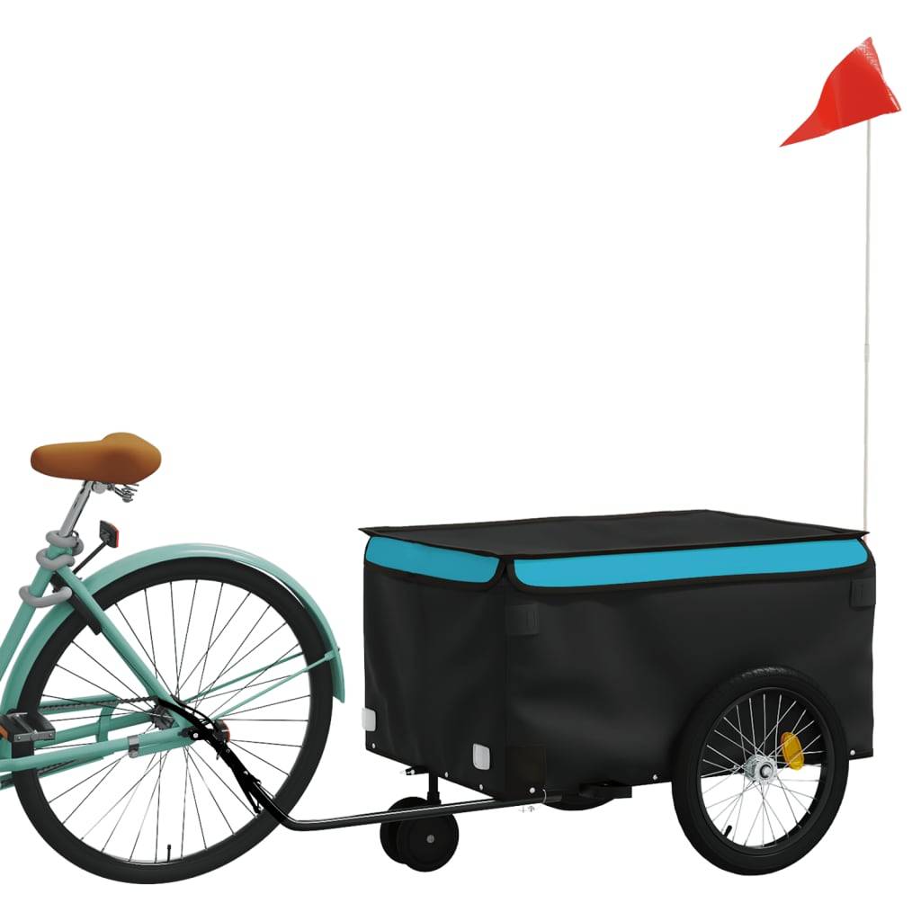 vidaXL Fahrradanhänger Schwarz und Blau 30 kg Eisen