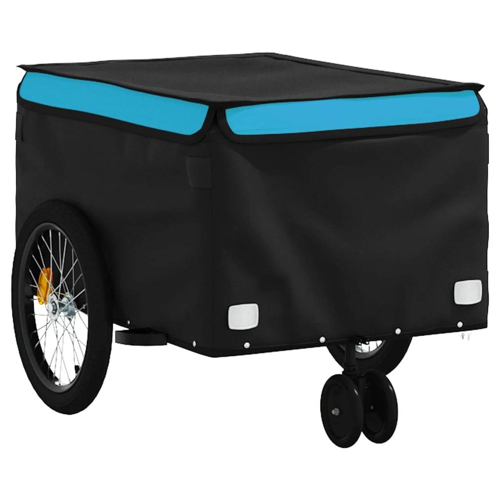 vidaXL Fahrradanhänger Schwarz und Blau 30 kg Eisen