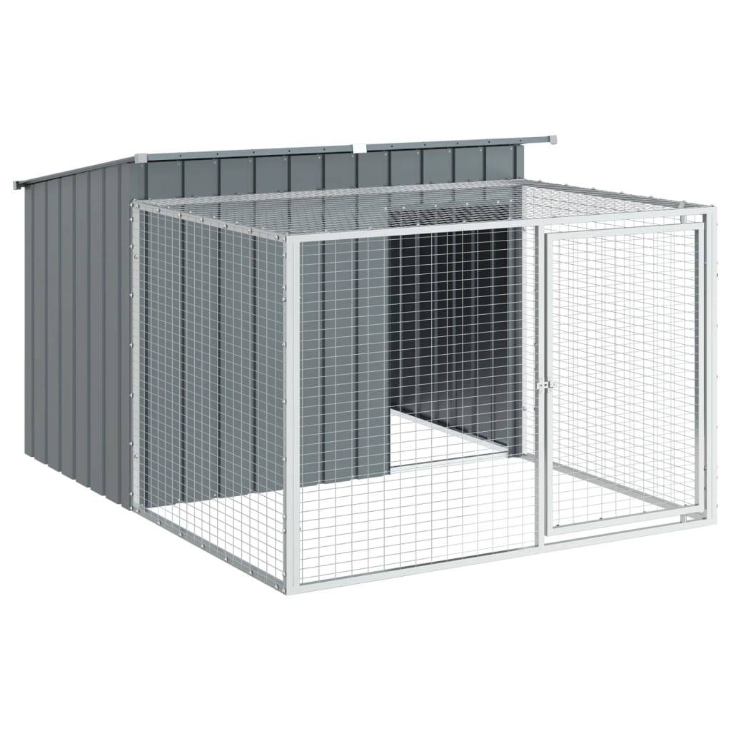 vidaXL Hundehütte mit Auslauf Anthrazit 153x194x110cm Verzinkter Stahl