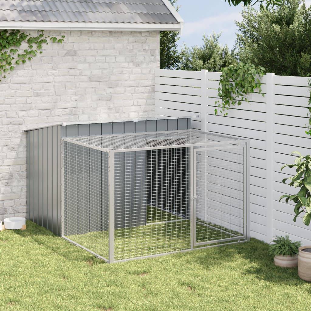 vidaXL Hundehütte mit Auslauf Anthrazit 153x194x110cm Verzinkter Stahl