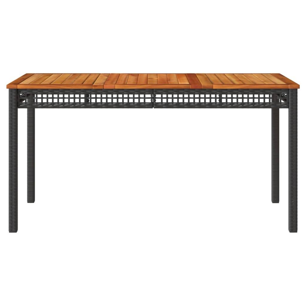 vidaXL Gartentisch Schwarz 140x80x75 cm Poly Rattan Akazienholz